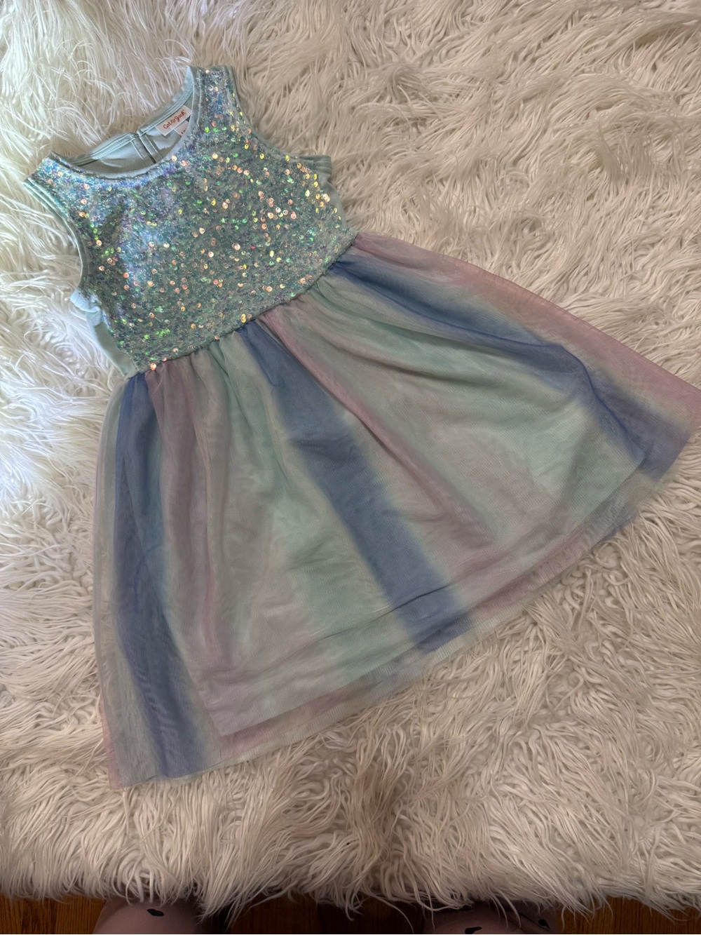Cat & Jack Iridescent Sequin Bodice Pastel Tulle Dress
